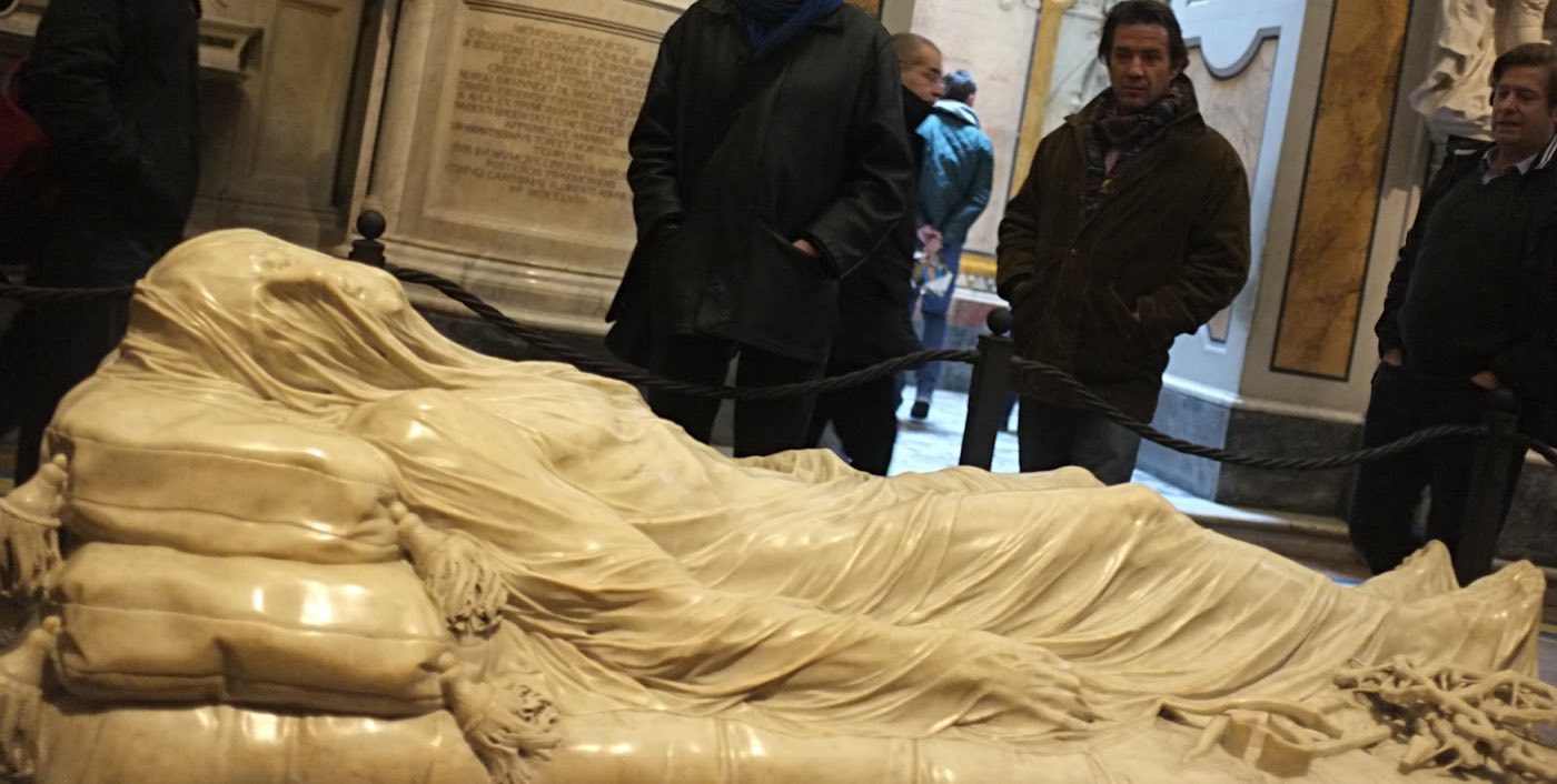 Interior of the Cappella Sansevero in Naples, home of the Veiled Christ sculpture